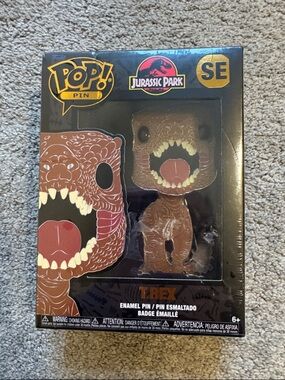 Funko Jurassic Park T-Rex Pop! Enamel Pin - Brown, Cream, Black